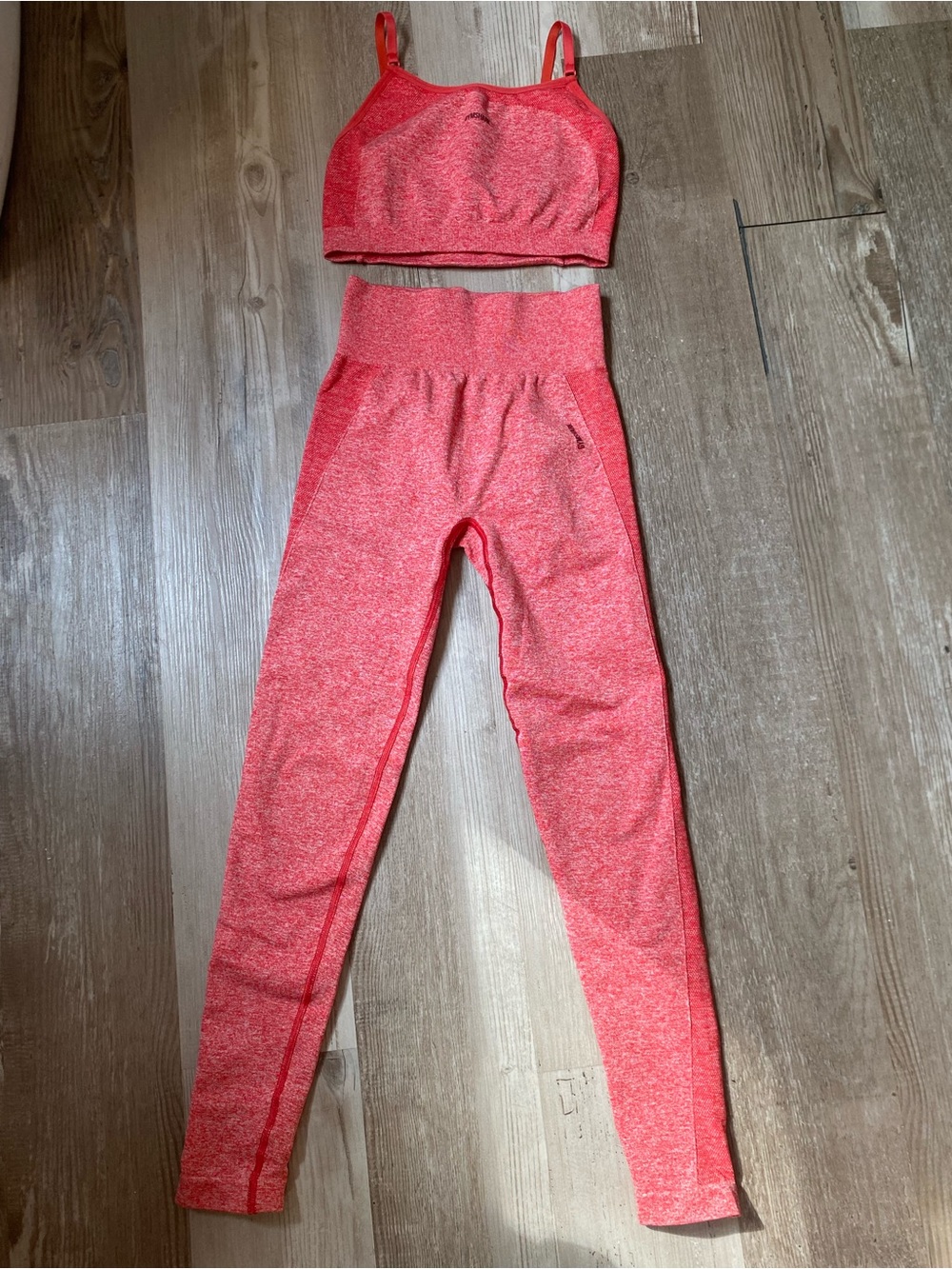 Gymshark Coral Red High-Waist Seamless Leggings With matching Sports Bra